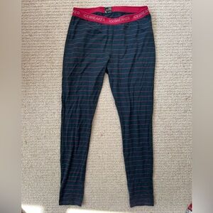 Icebreaker Black and Red Striped Leggings